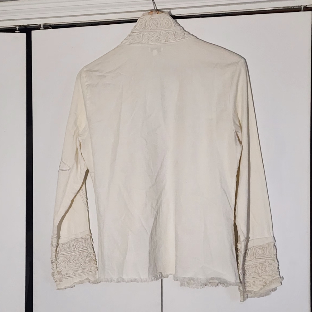 Jenni Button Military Cream Embroidered Women's Jacket - Picture 2 of 6